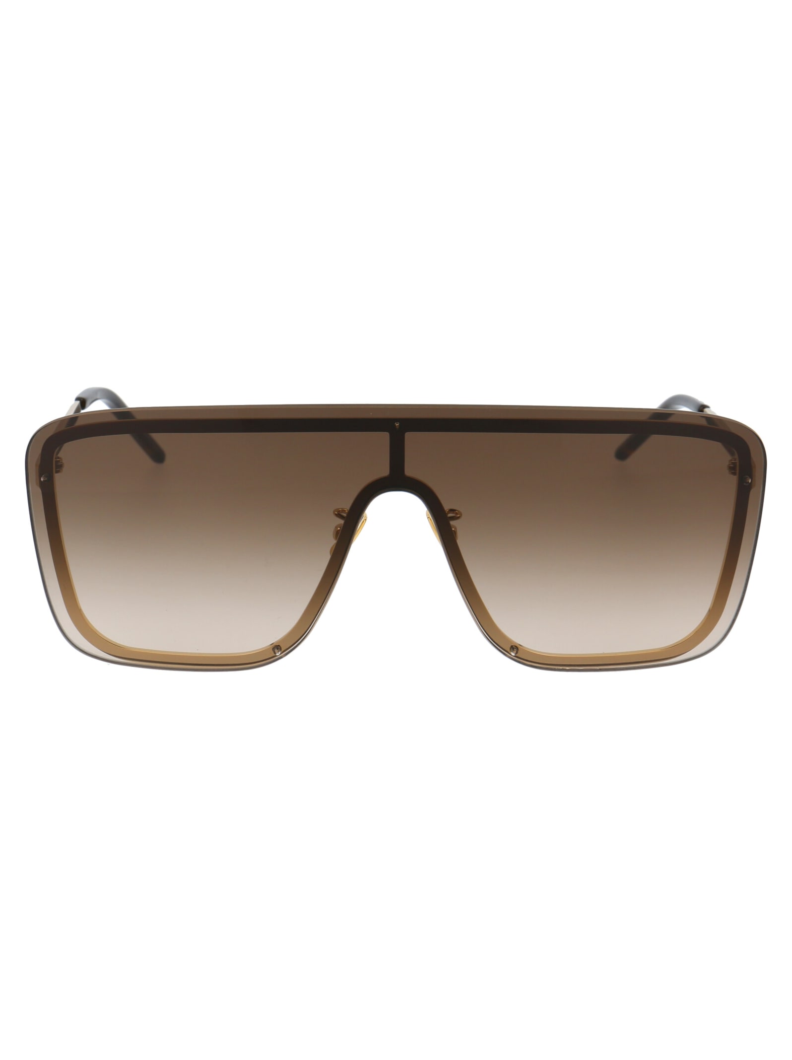 Saint Laurent Silver Silver Green Metal Sunglasses In Brown