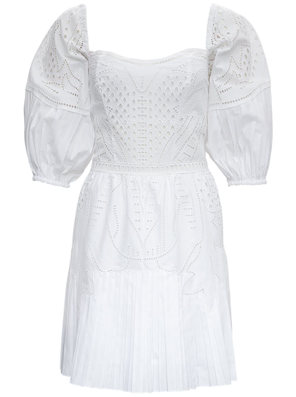 Alberta Ferretti White Cotton Openwork Dress