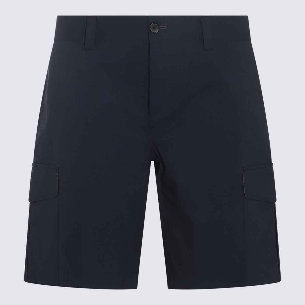 Shop Paul Smith Navy Blue Cotton Shorts