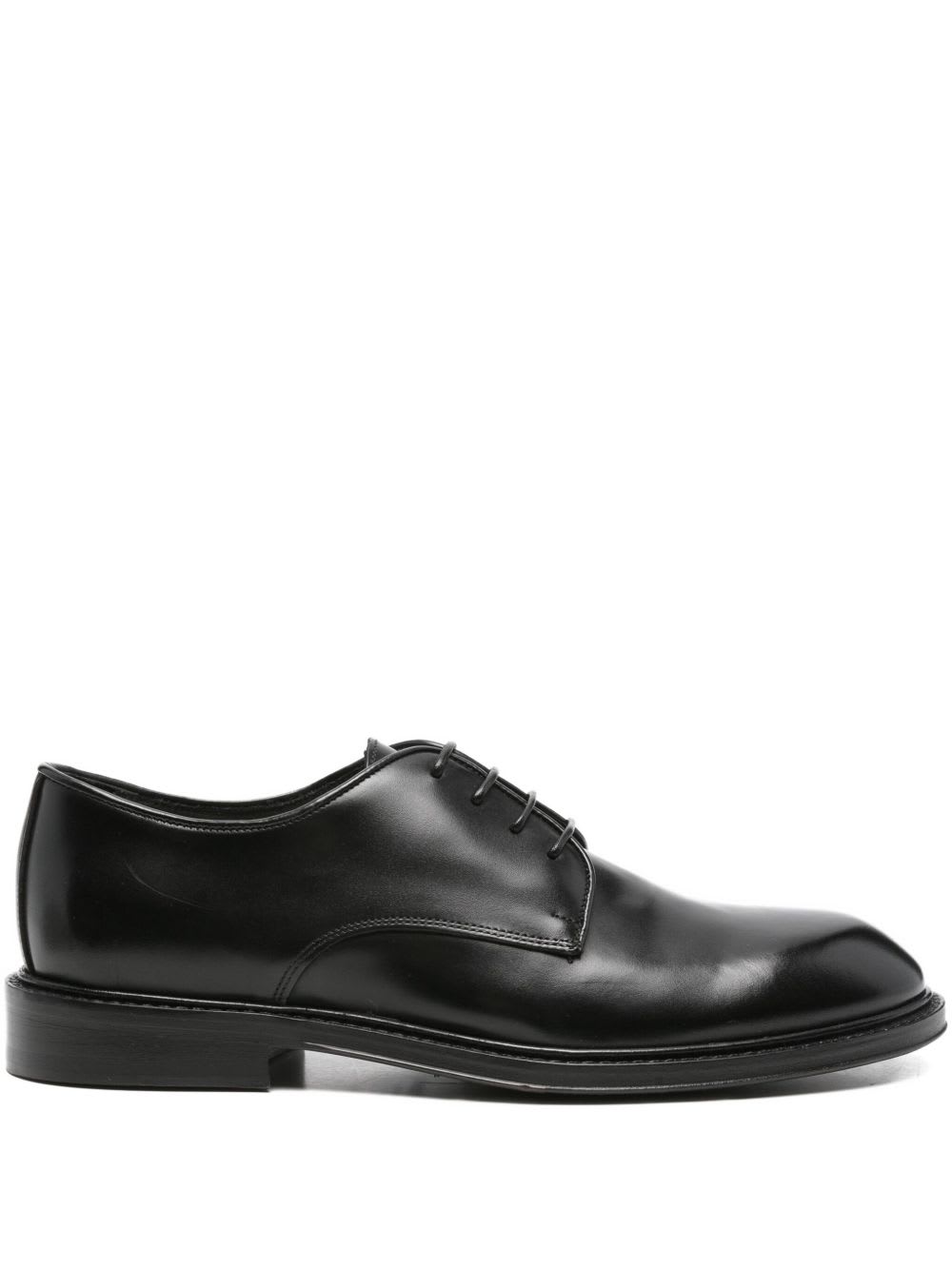 Corneliani Leather Derby Shoes In Black