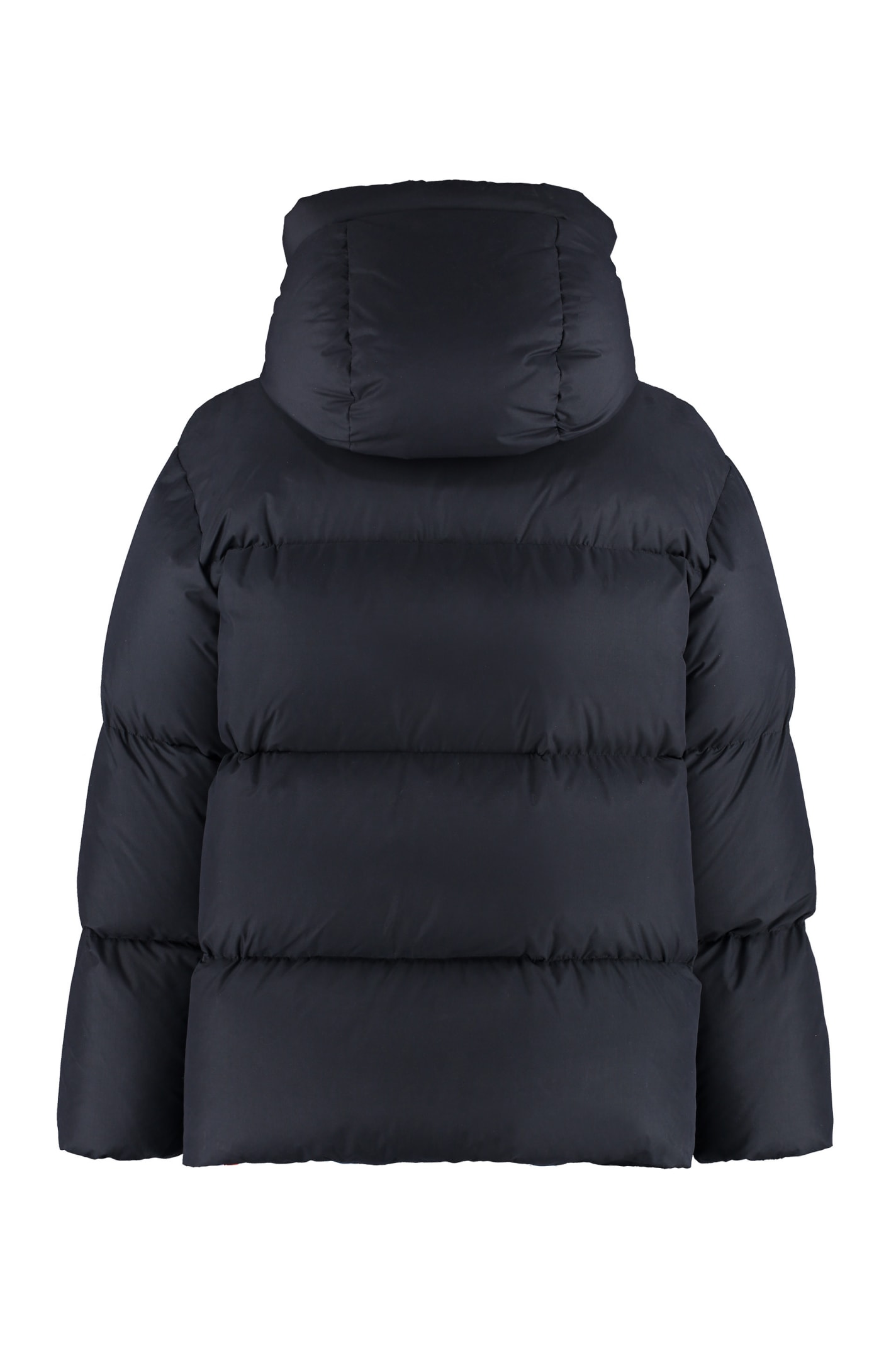 Shop Off-white Hooded Full-zip Down Jacket In Black