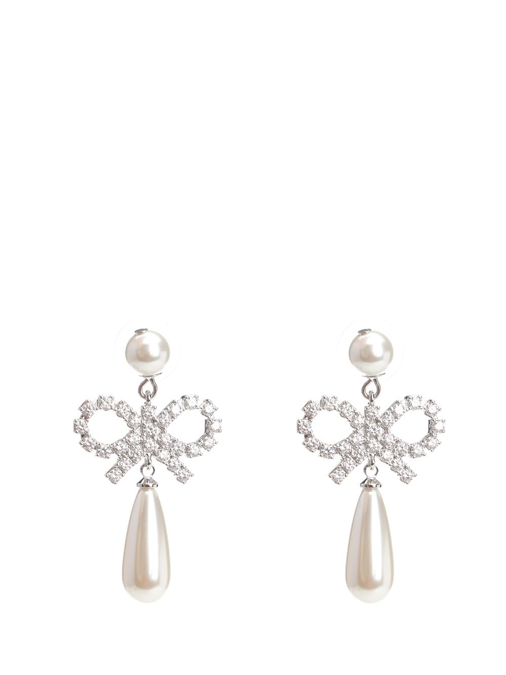 Self-portrait Bow Drop Earrings In Metallic