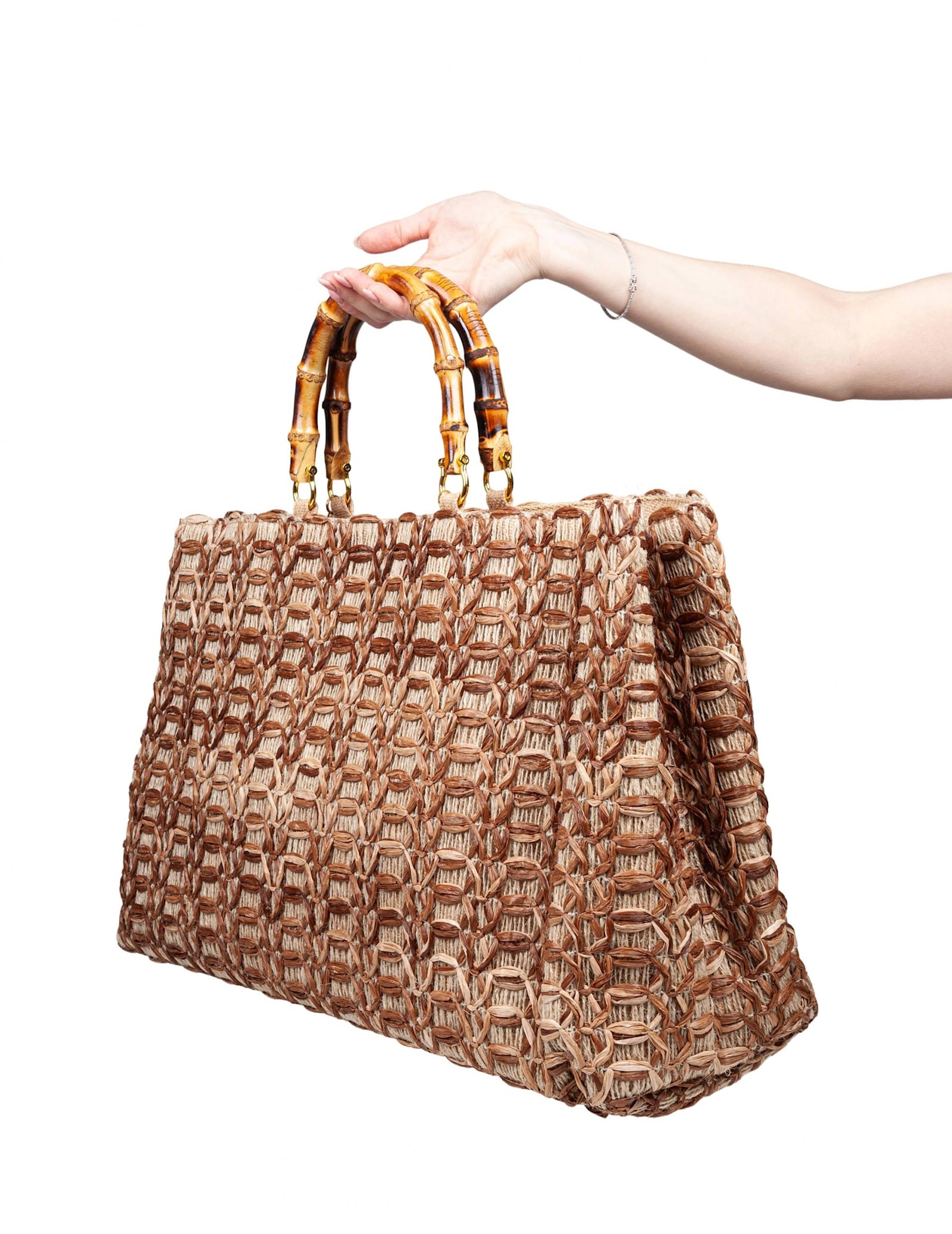 Lamilanesa Plage Jute And Viscose Shopping Bag Natural Color