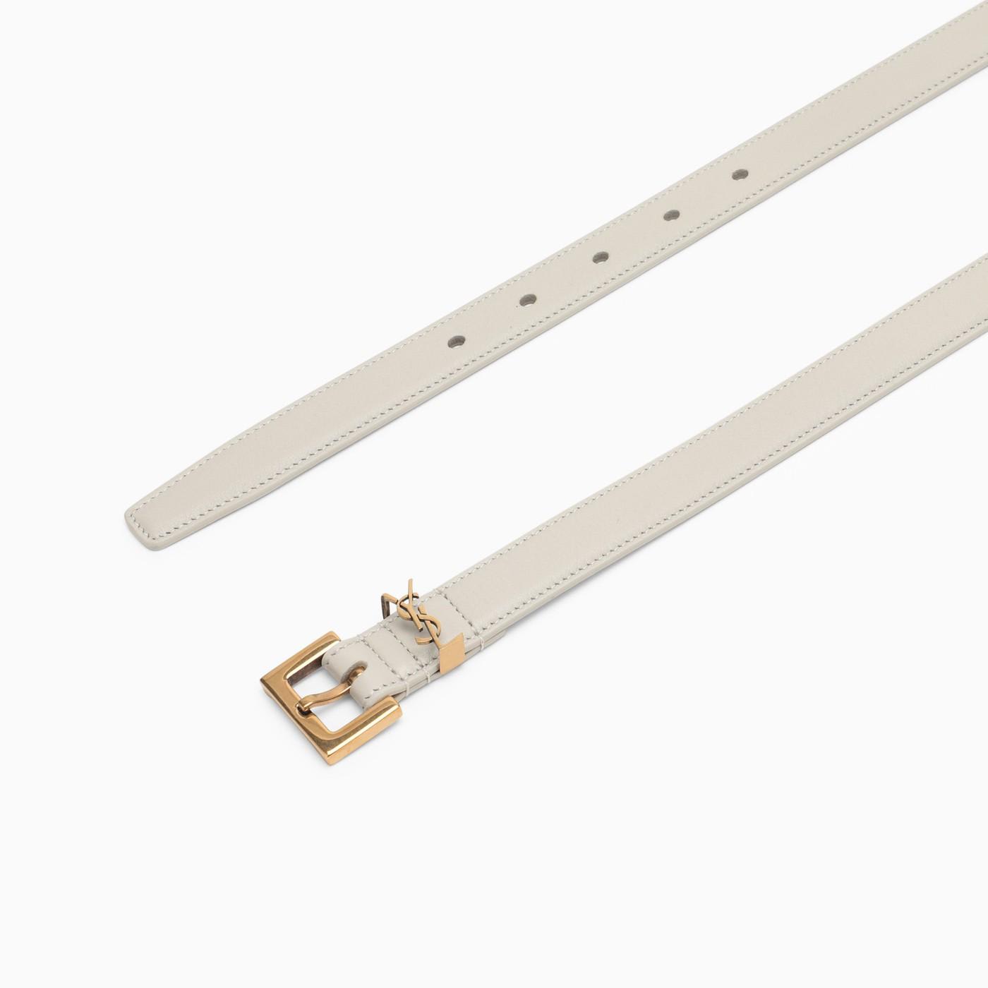 Shop Saint Laurent Monogram Cream Belt 2 Cm