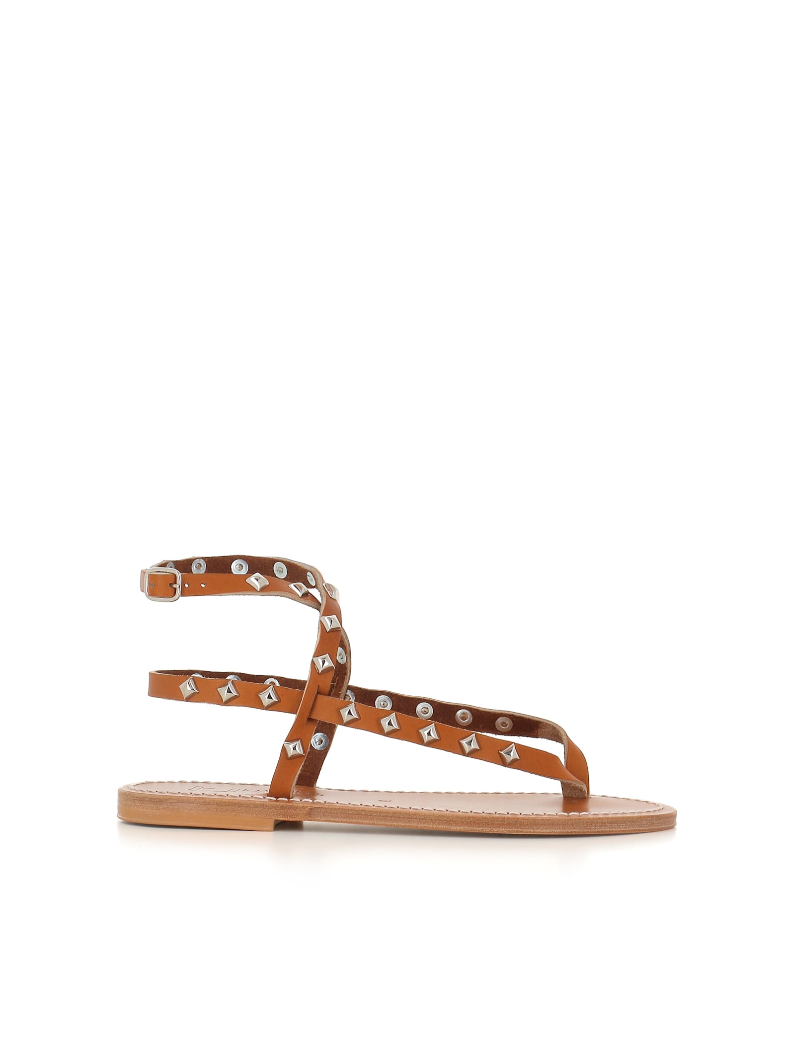 Kjacques Deltapyr Studded Flat Sandals In Leather
