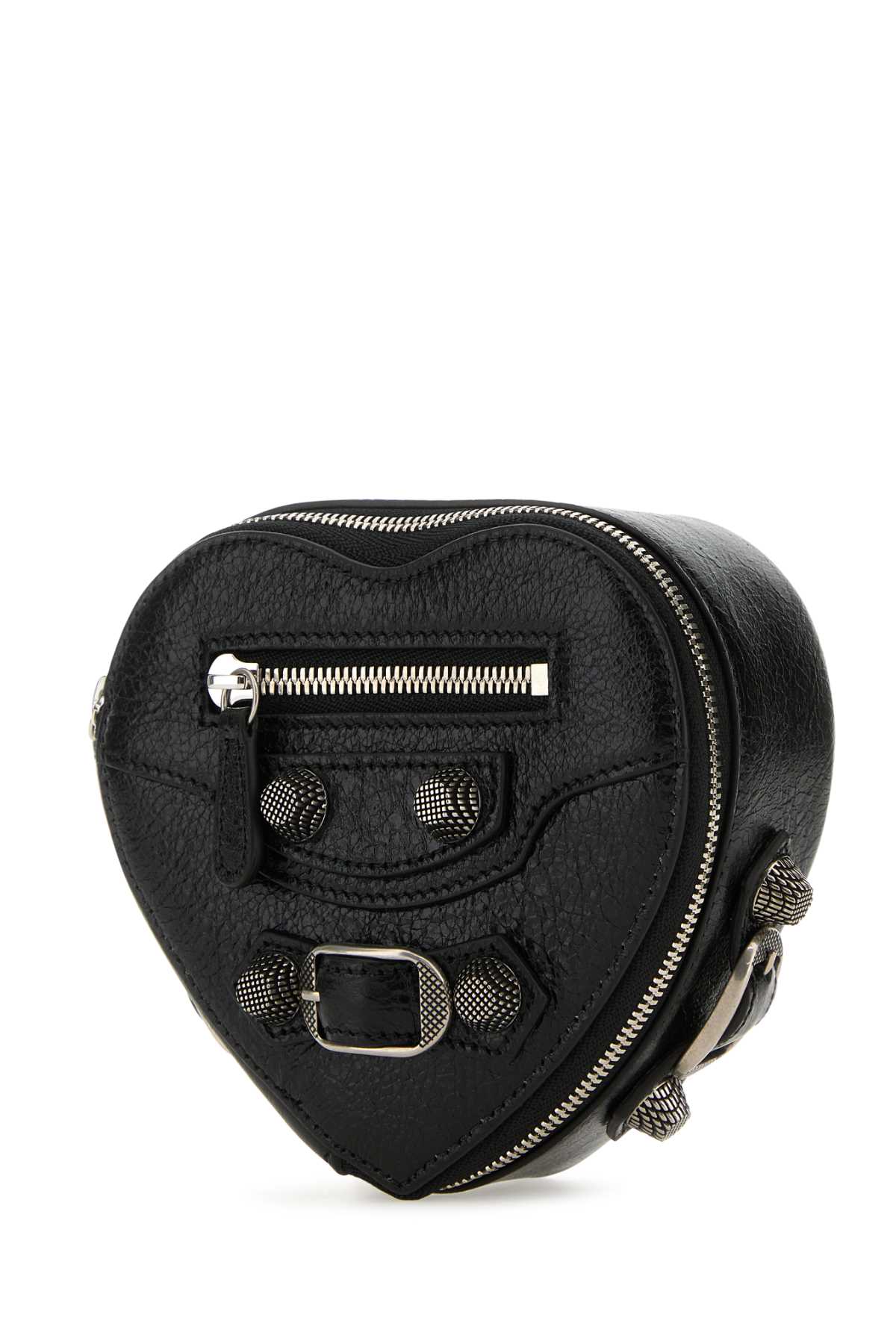 Shop Balenciaga Black Leather Le Cagone Heart Jewel Case