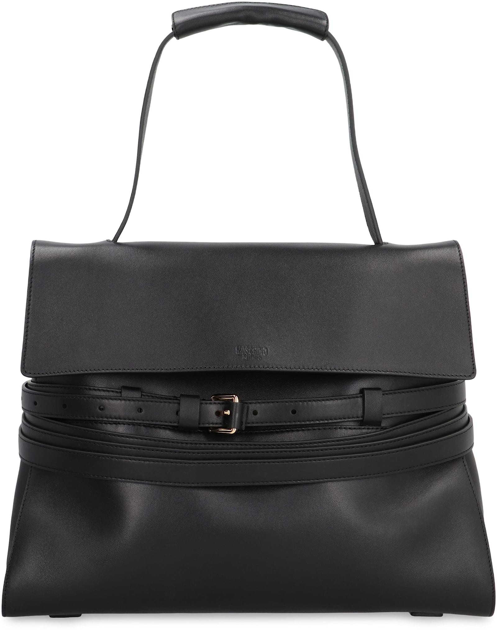 Moschino Couture Black Leather Medium Tie Me Handbag In Black