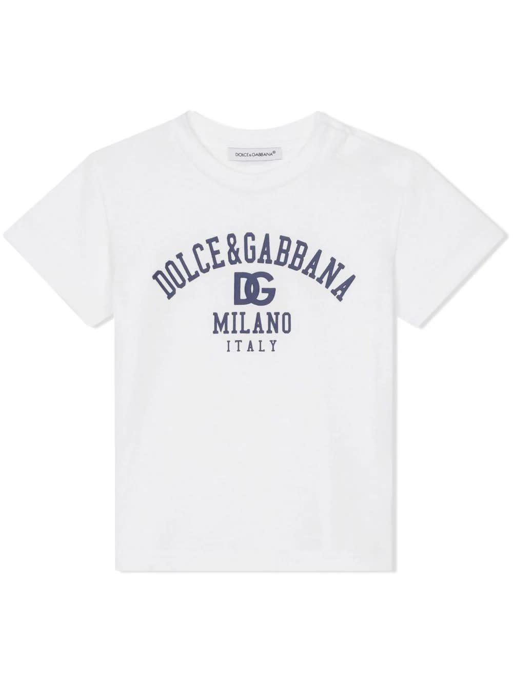 Dolce & Gabbana White Jersey T-shirt With Logo Print