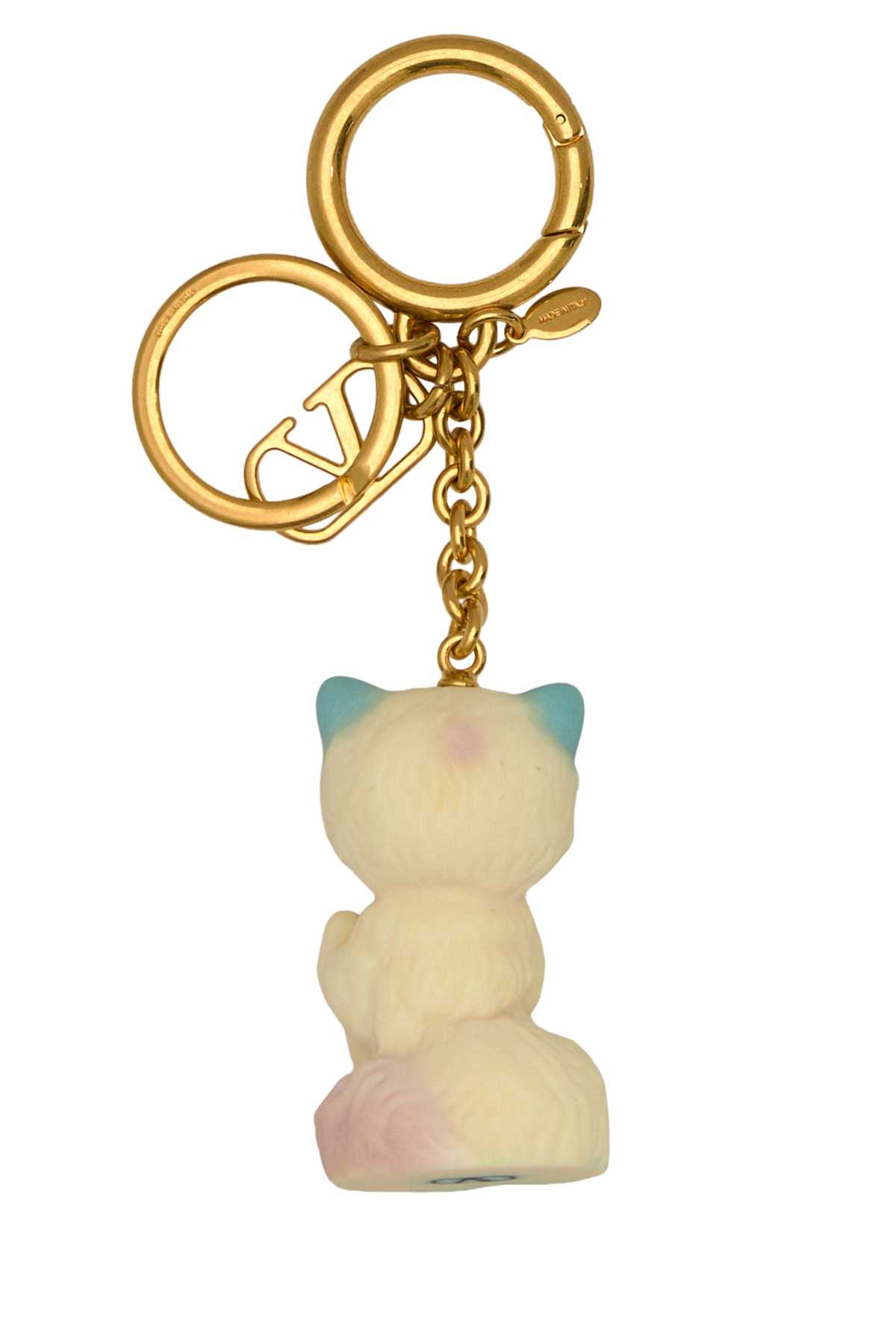 Valentino Portachiavi Le Chat De La Maison Multicolor In Metallo E Nylon Donna In Gold