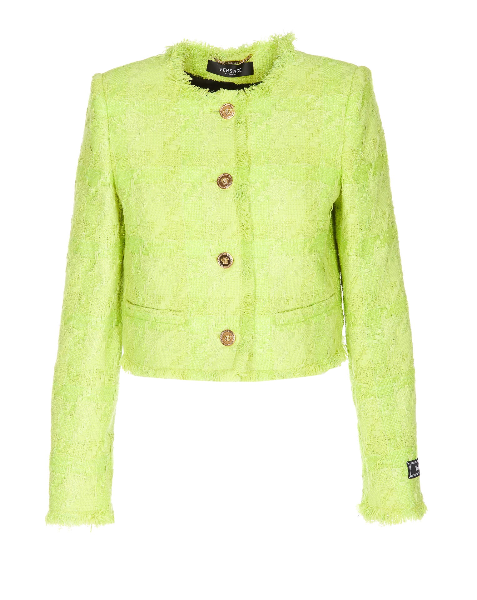 Versace Wool-blend Tweed Jacket In Yellow