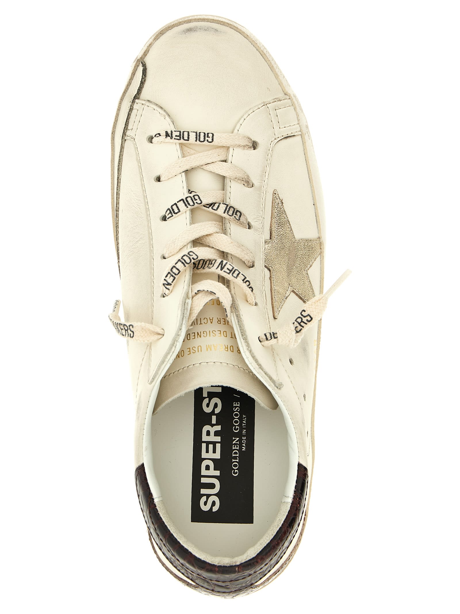 Golden Goose Women 'super-star' White Low Top Sneakers With Embossed Logo And Contrasting Heel In Le In White