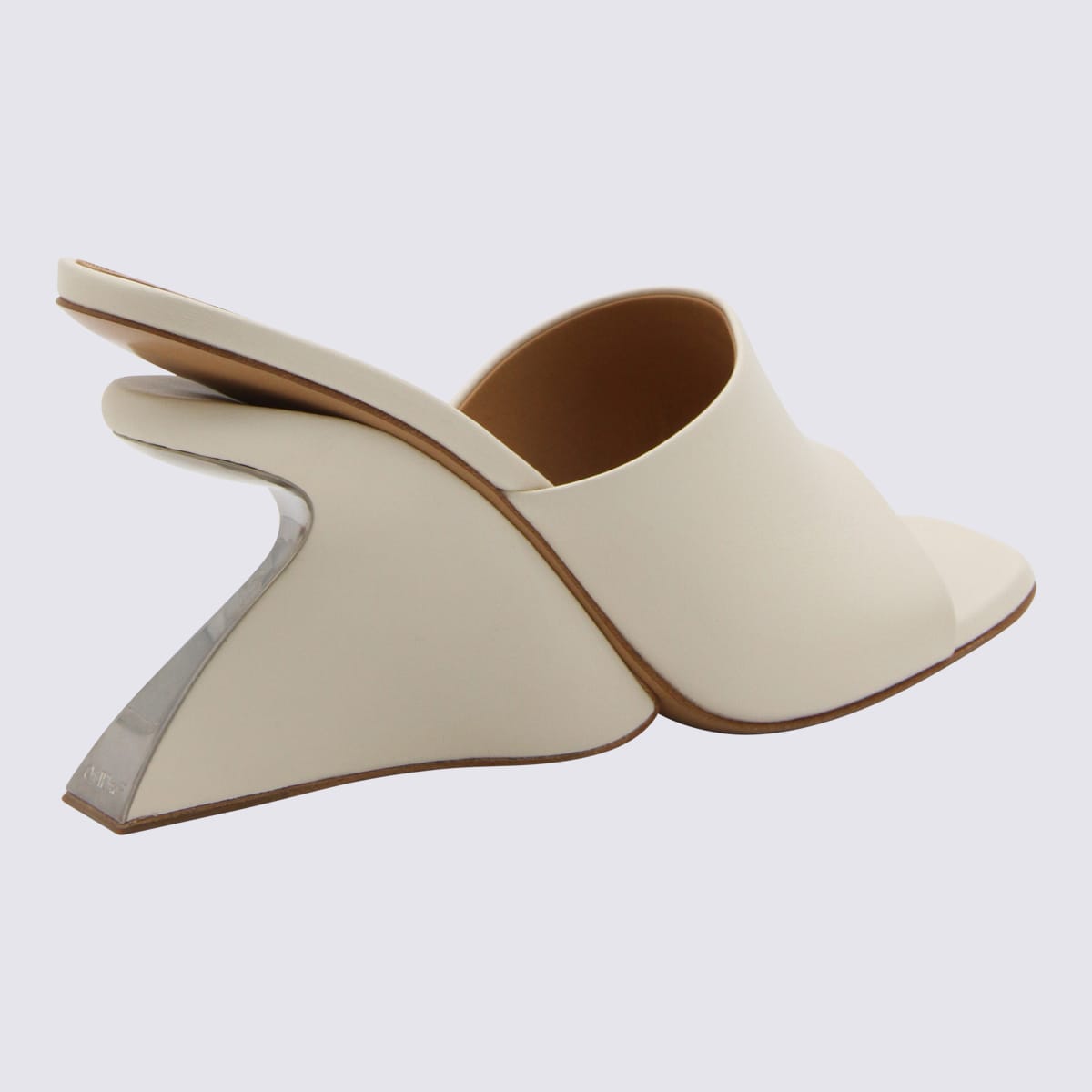 Shop Off-white Cream Leather Jug Sandals In