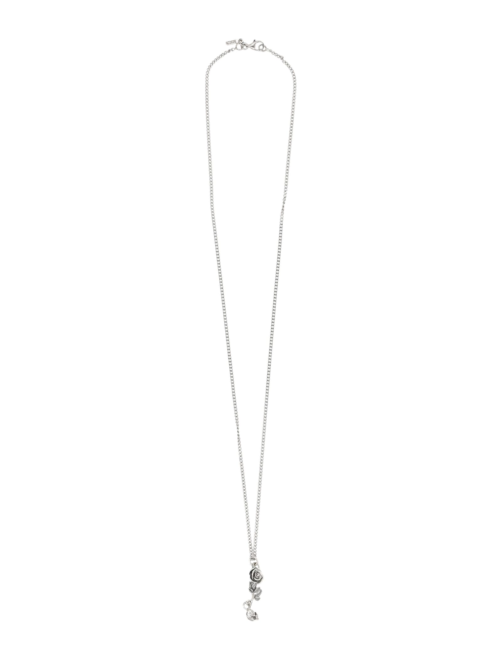 Emanuele Bicocchi Rose And Skull Pendant Necklace In Metallic