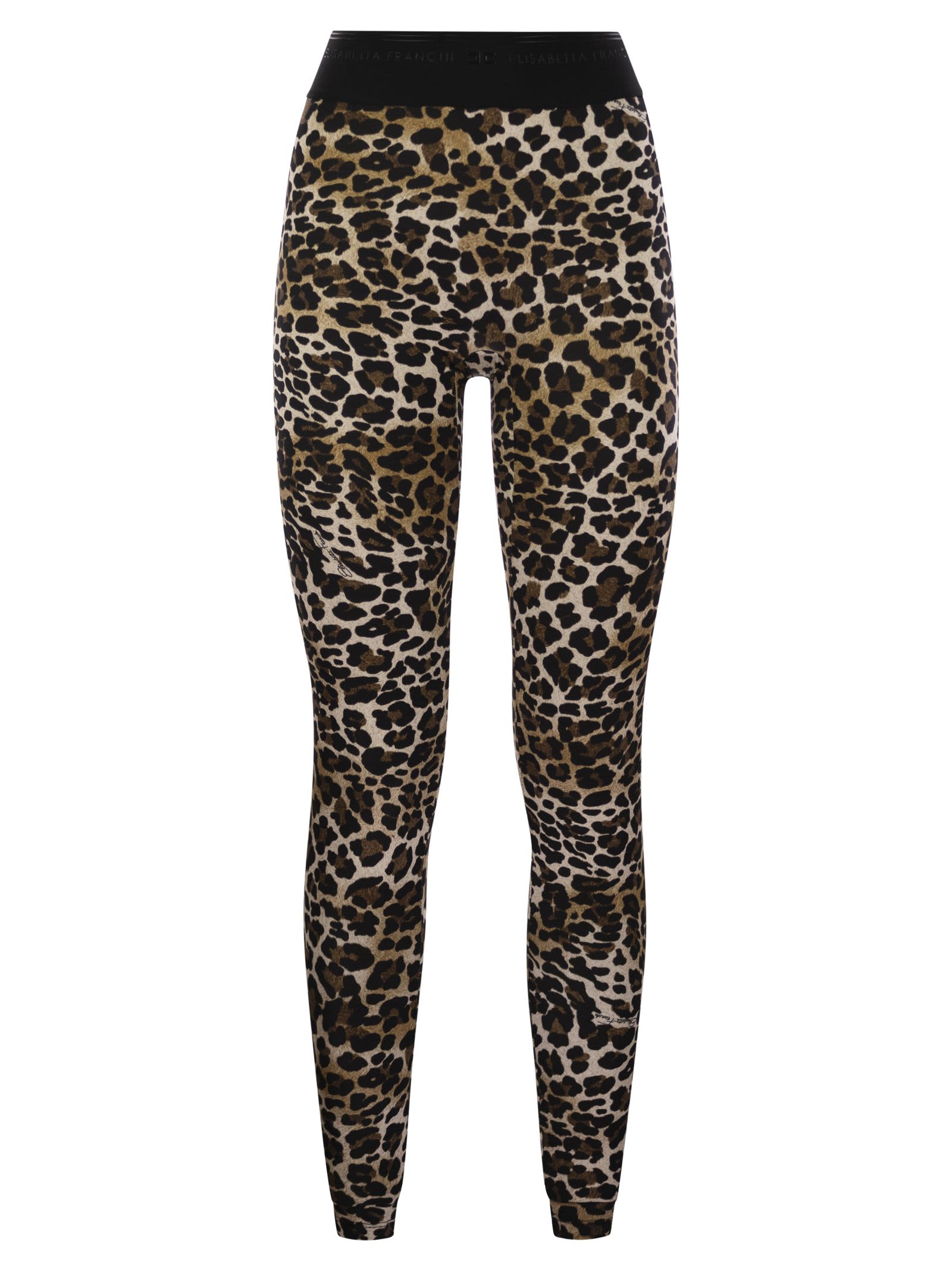 Shop Elisabetta Franchi Lycra Animal Leggings In Brown