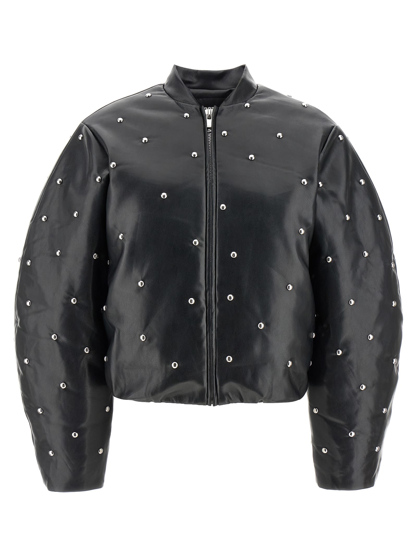 Rotate Birger Christensen Studded Padded Bomber Jacket In Black