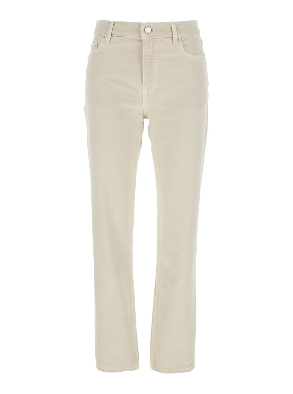 Totême White Jeans With Belt Loops And Logo Patch On The Rear In Denim Woman