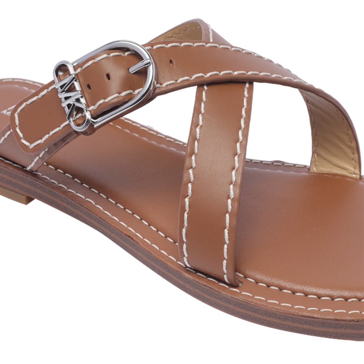 Shop Michael Kors Asthon Slide Sandals  In Luggage