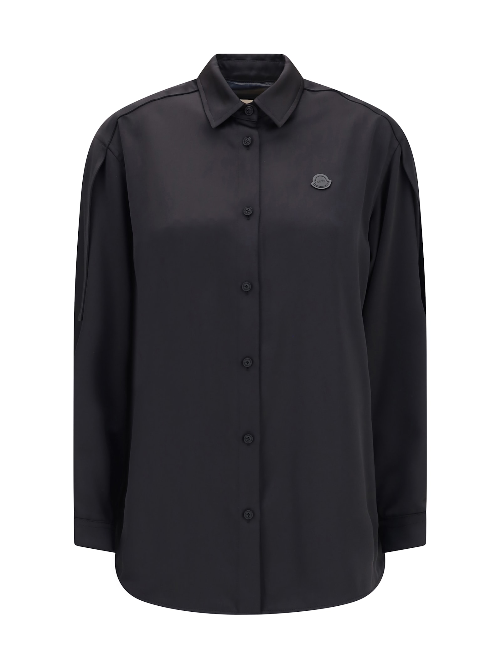 Moncler Genius Shirt In Technical Polyester Satin Moncler X Ee72 Collection By Edward Enninful In Black