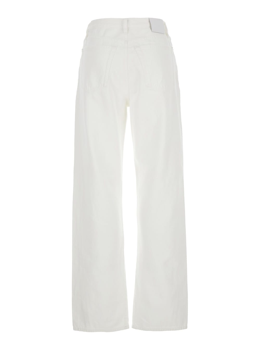 Totême White High Waisted Jeans With Twisted Seam And Logo Patch On The Rear In Denim Woman In White