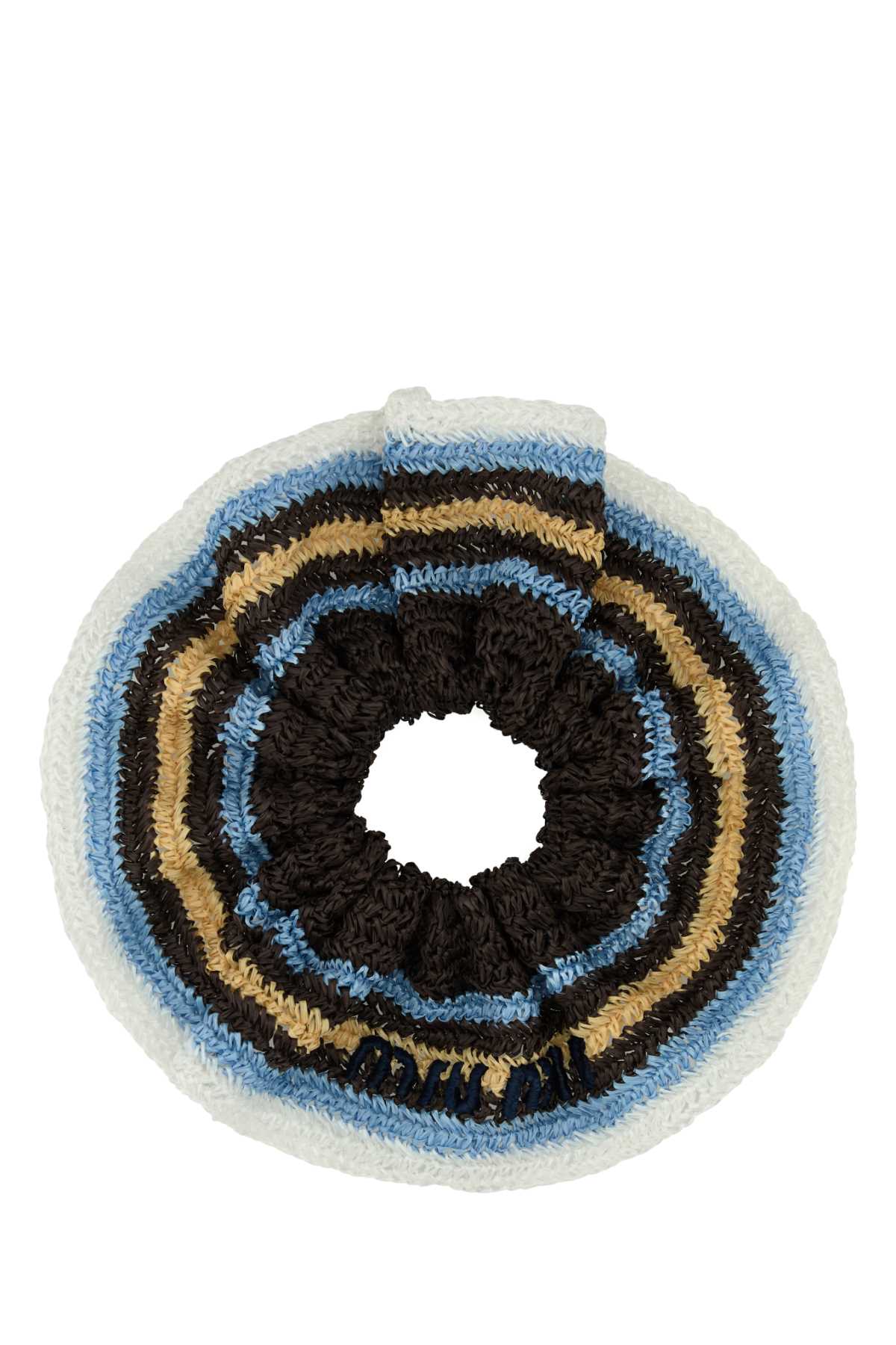 Miu Miu Embroidered Rafia Scrunchie In Multi