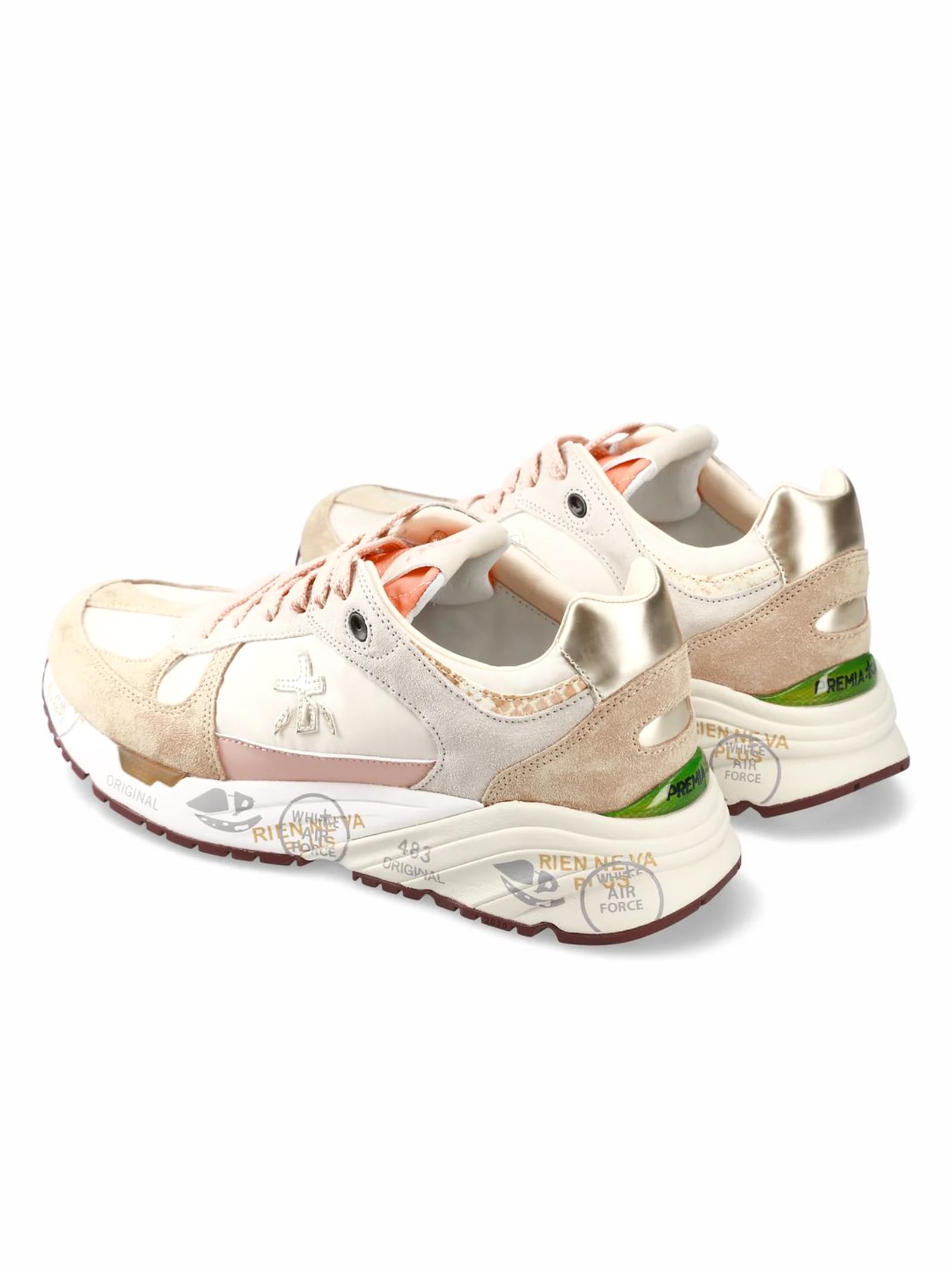 Premiata Beige Sneakers With Distinctive Logo Detail In Powder
