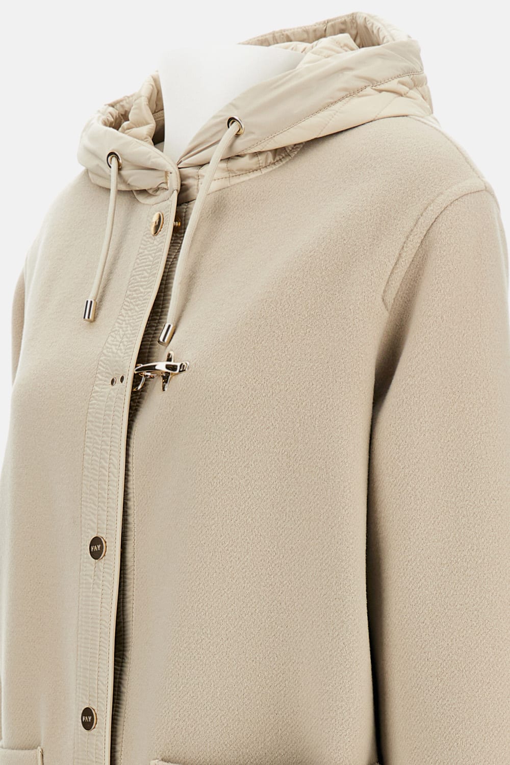 Fay Two-material Wool And Cashmere Caban Coat In Brown