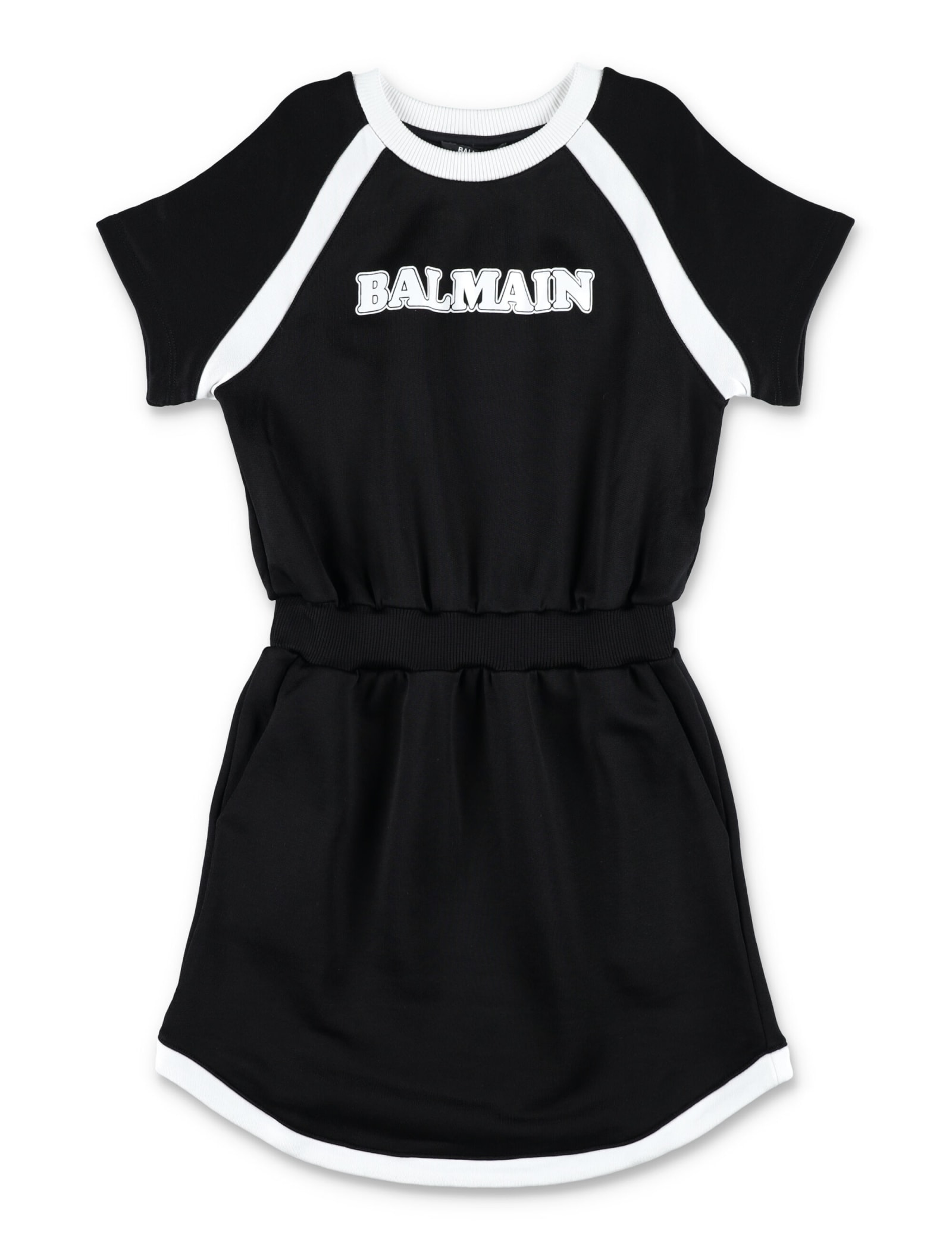 Balmain Kids' Logo Dress In Black/white