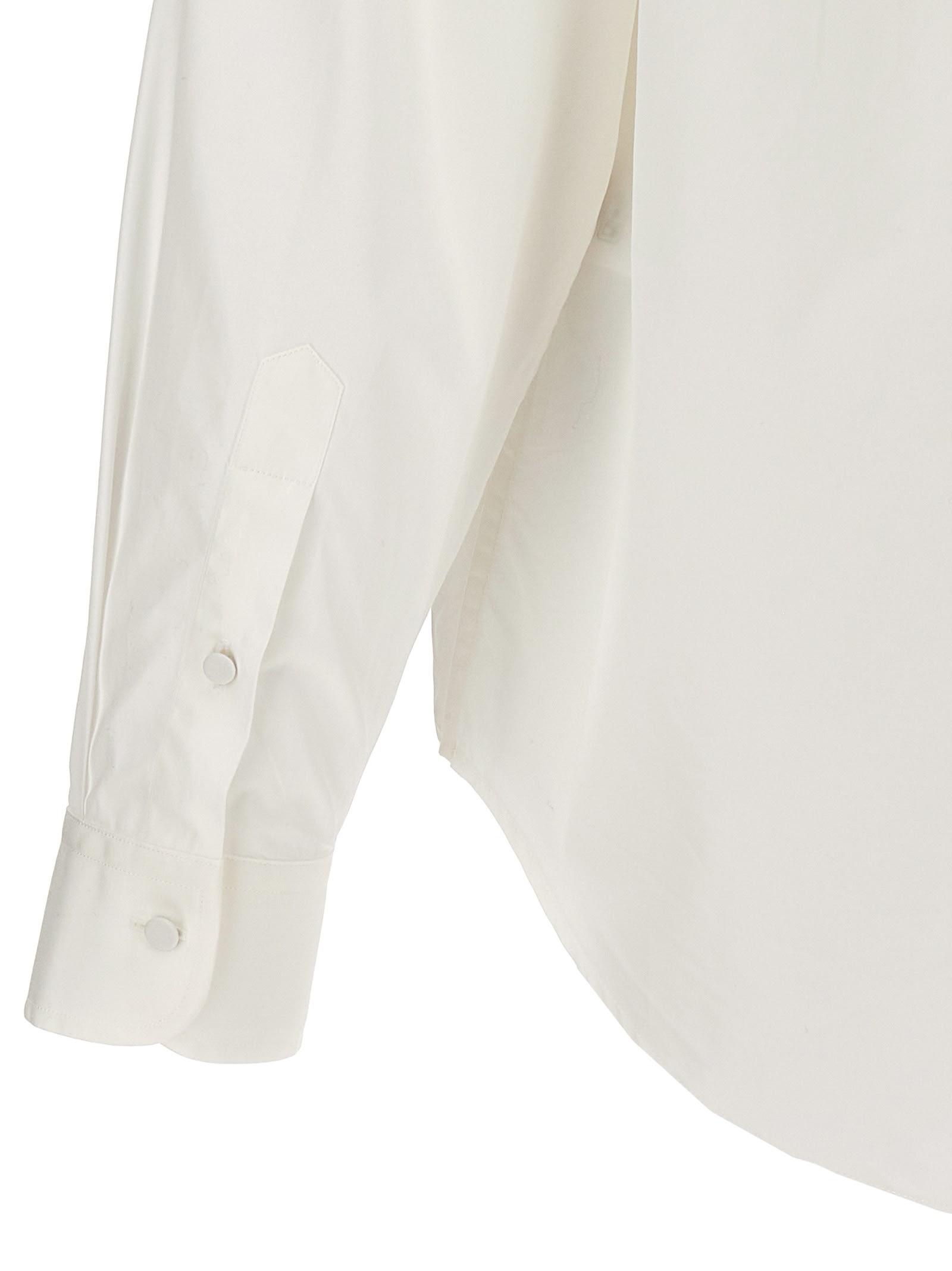 Shop Gucci Pleated Plastron Shirt In White