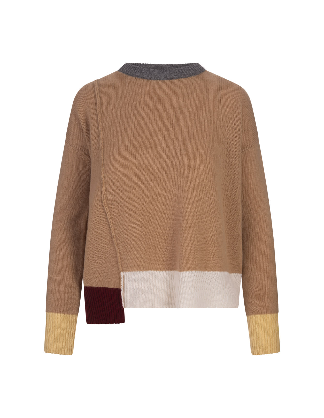 Shop Marni Earthofsiena Colour Block Cashemere Sweater In Brown