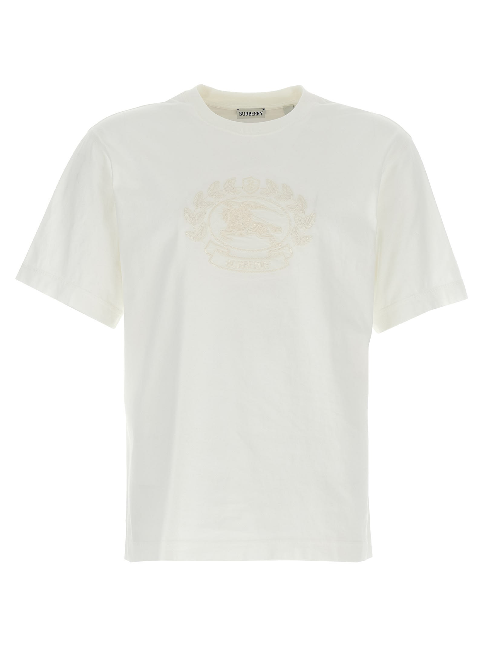 Shop Burberry Logo Embroidery T-shirt In White