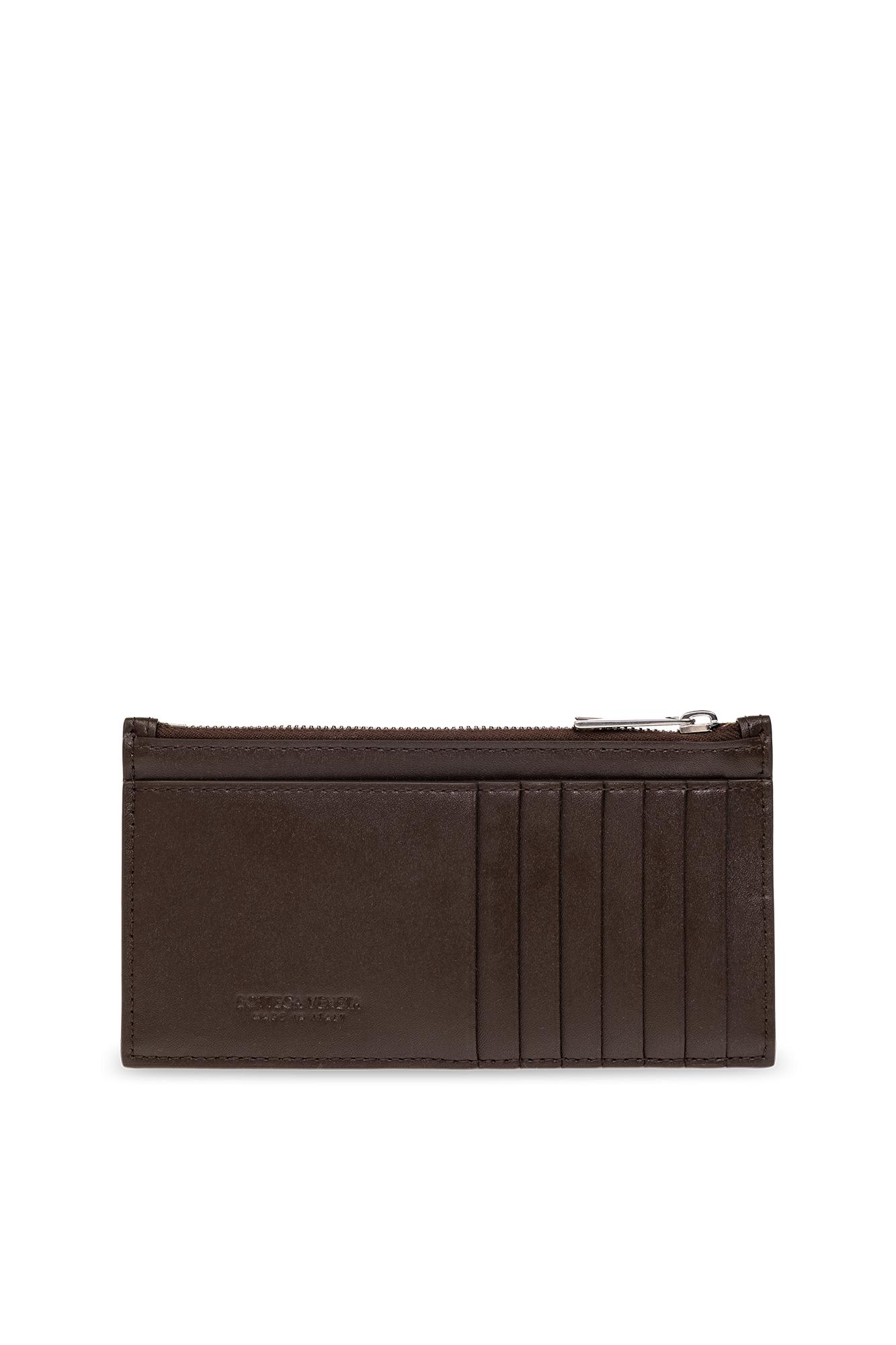 Bottega Veneta Small Double Folding Wallet With Change Purse In Marrone
