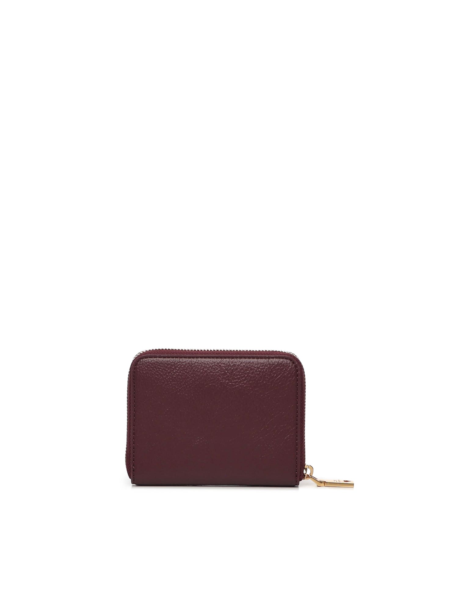 Love Moschino Logo-plaque Zip-around Wallet In Burgundy