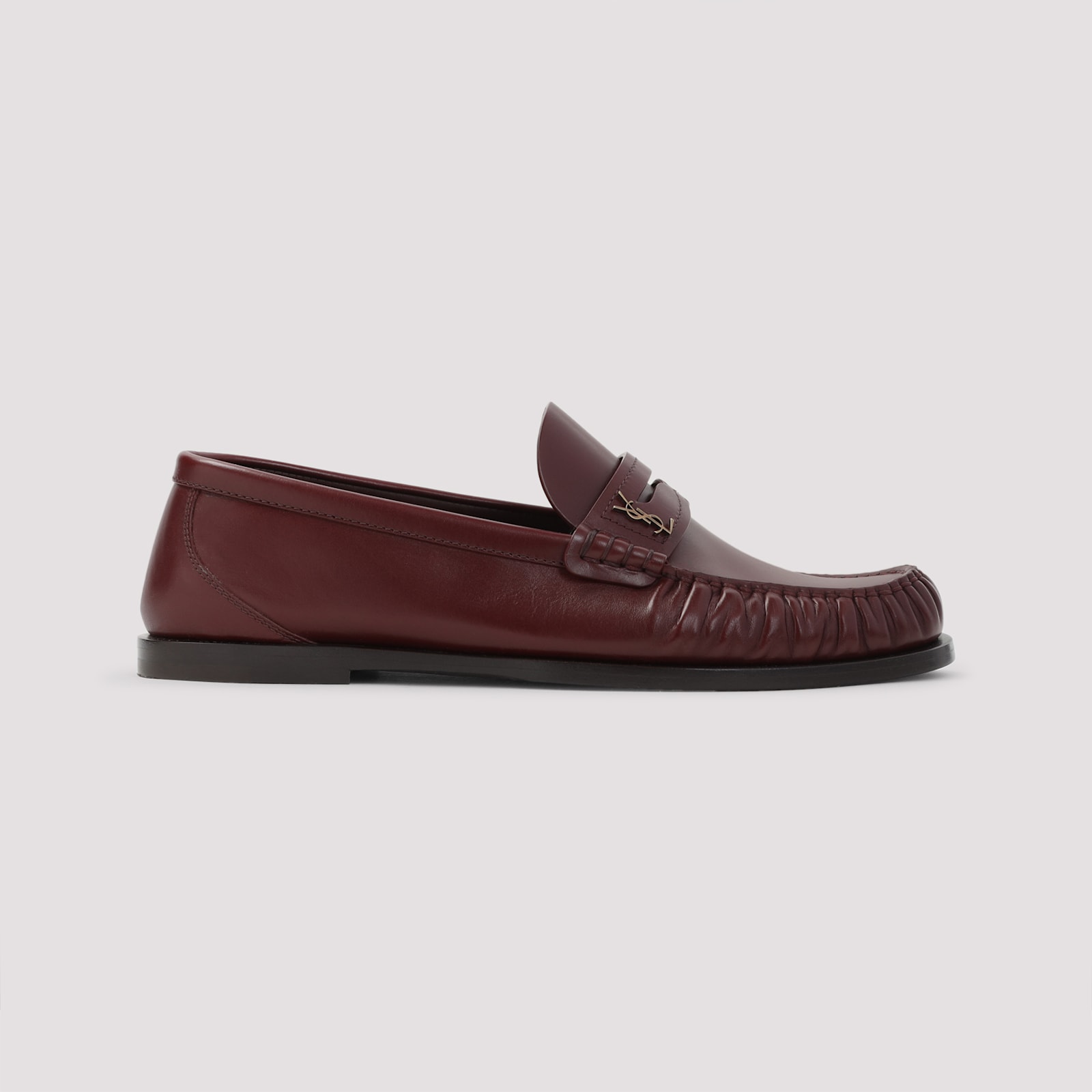 Saint Laurent Cassandre Smooth Leather Penny Loafers In Red