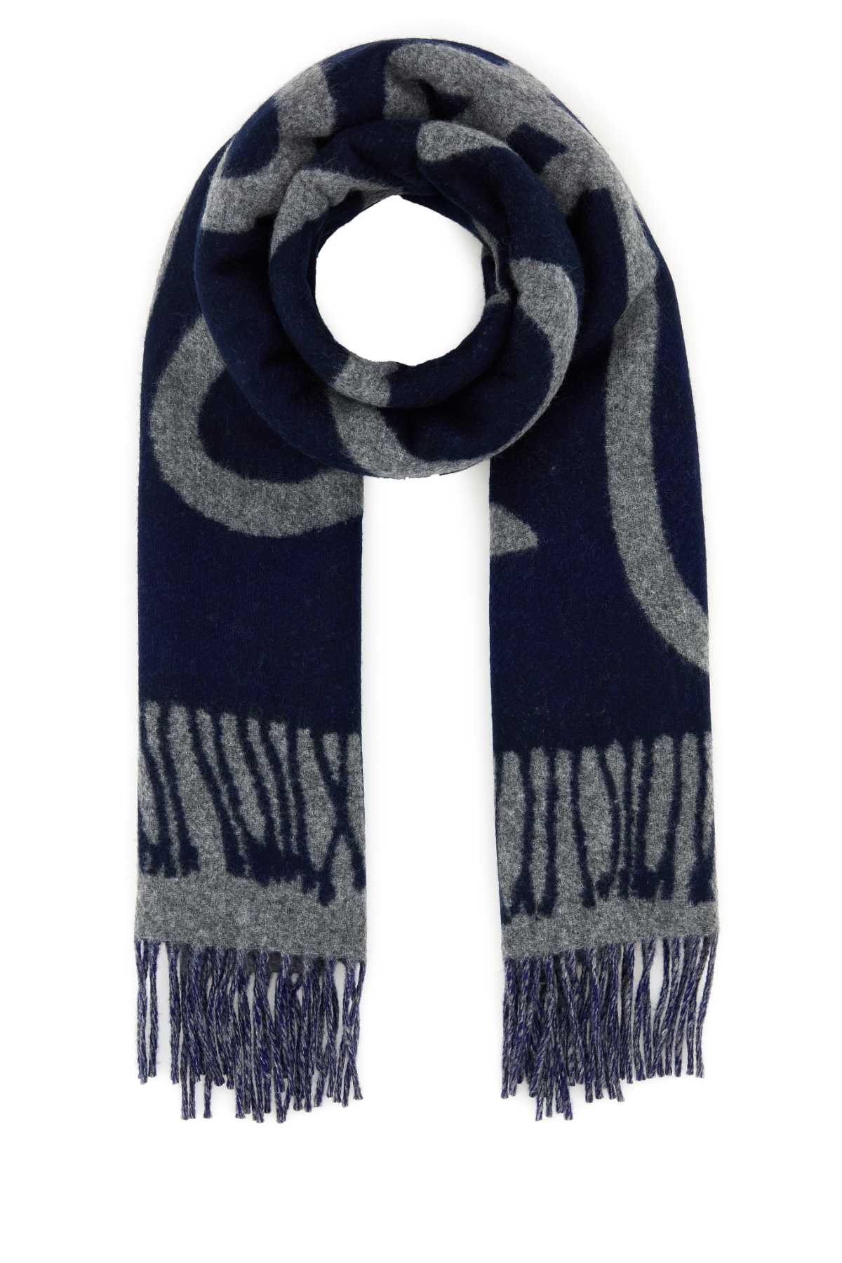 Shop Loewe Two-tone Mohair Blend Scarf In Greyblue