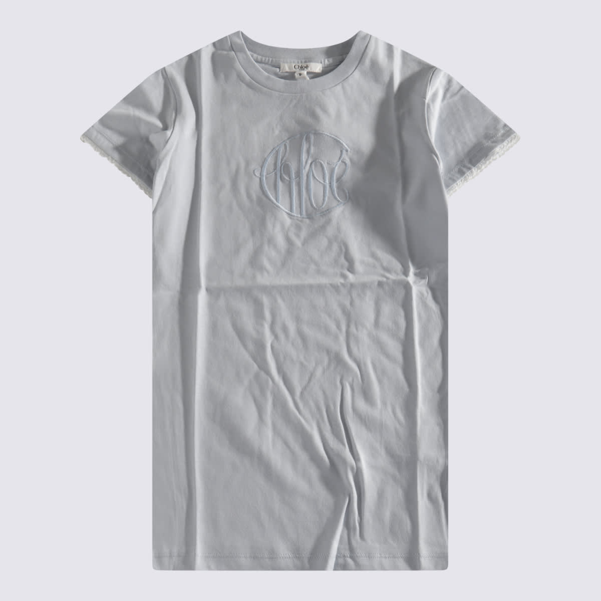 Chloé Ligth Blue Cotton T-shirt In Blu Cielo