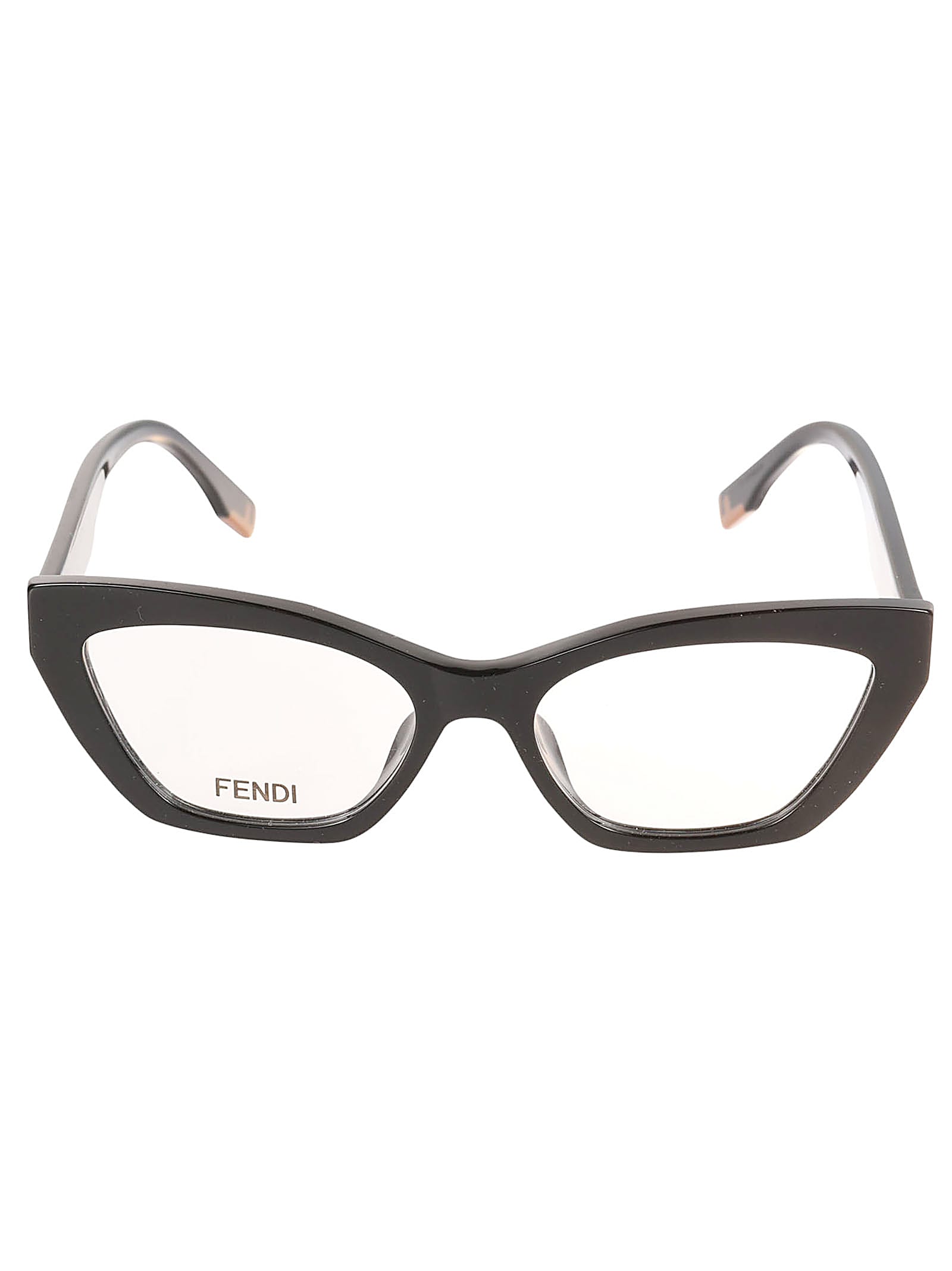 Shop Fendi Cat-eye Logo Sided Glasses In 001 - Black