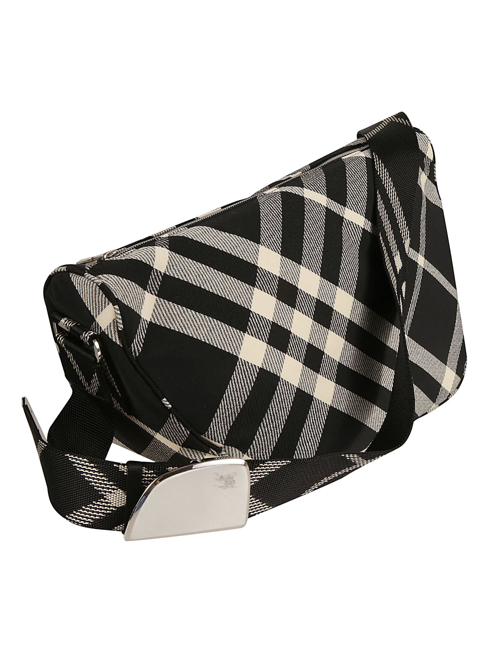 Shop Burberry Shield Messenger Shoulder Bag In Black