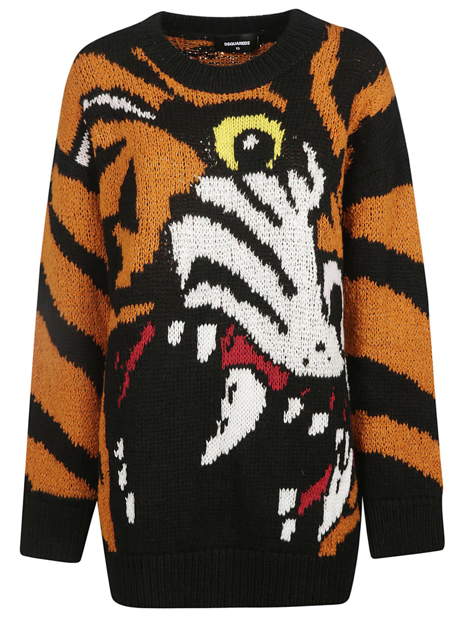 Dsquared2 Tiger Intarsia Knit Sweater