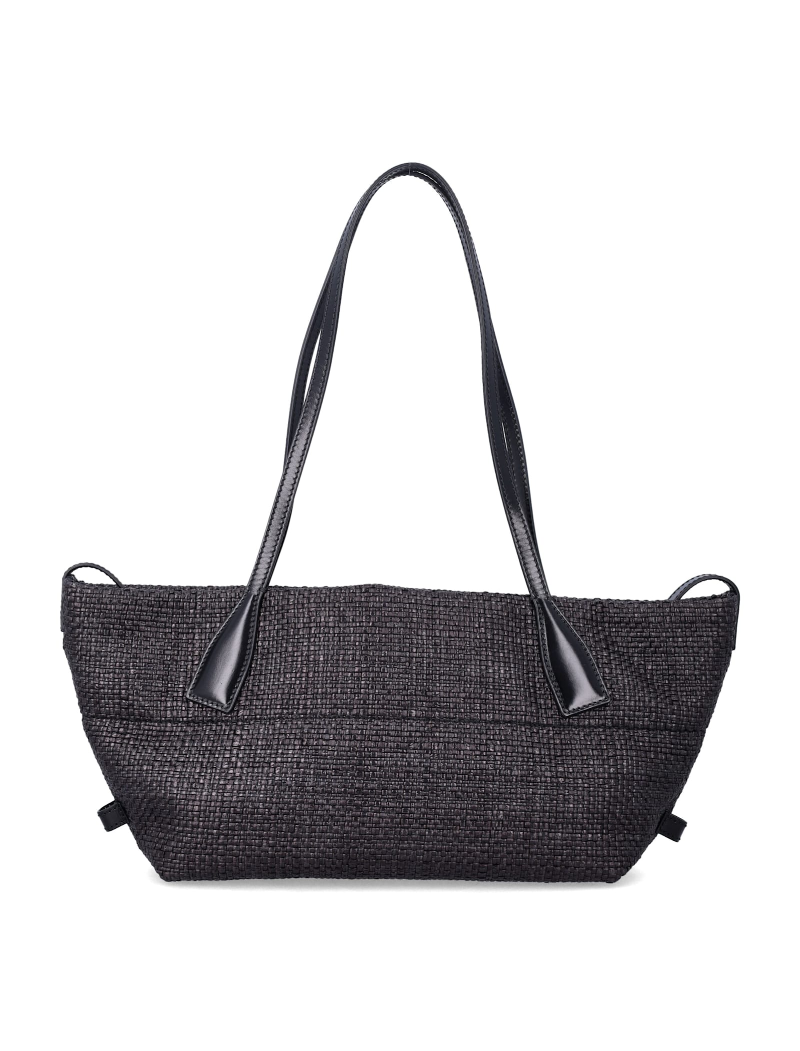Balmain Small Track Tote Bag In Raffia In Black
