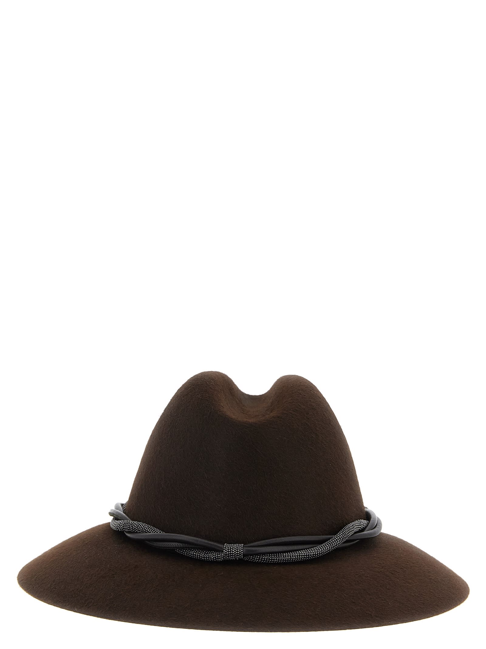 Brunello Cucinelli Brown Moniles Solid Fedora Hat In Brown