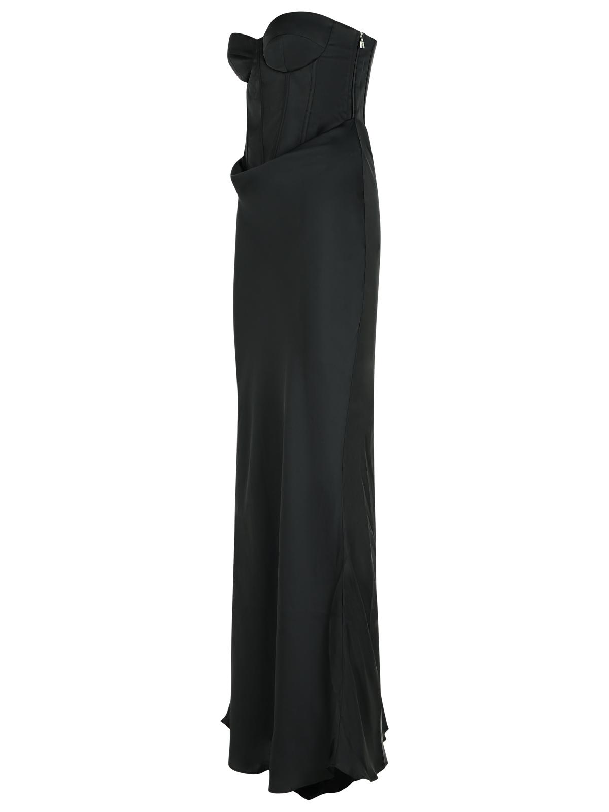 Rotate Birger Christensen Maxi Satin Dress With Corset In Black