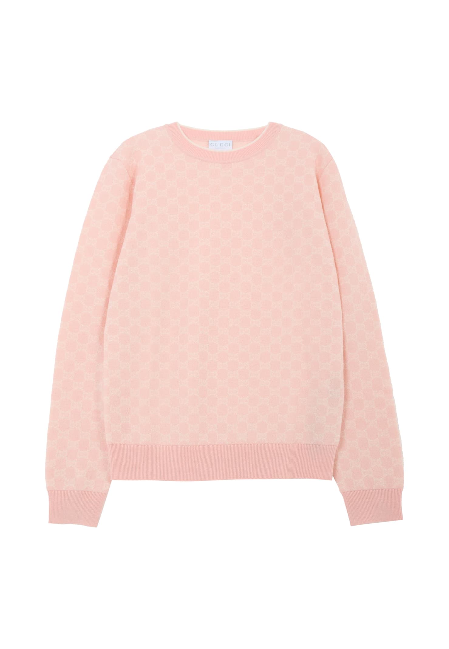 Gucci Pink Sweater For Girl With Gg Motif In Pink