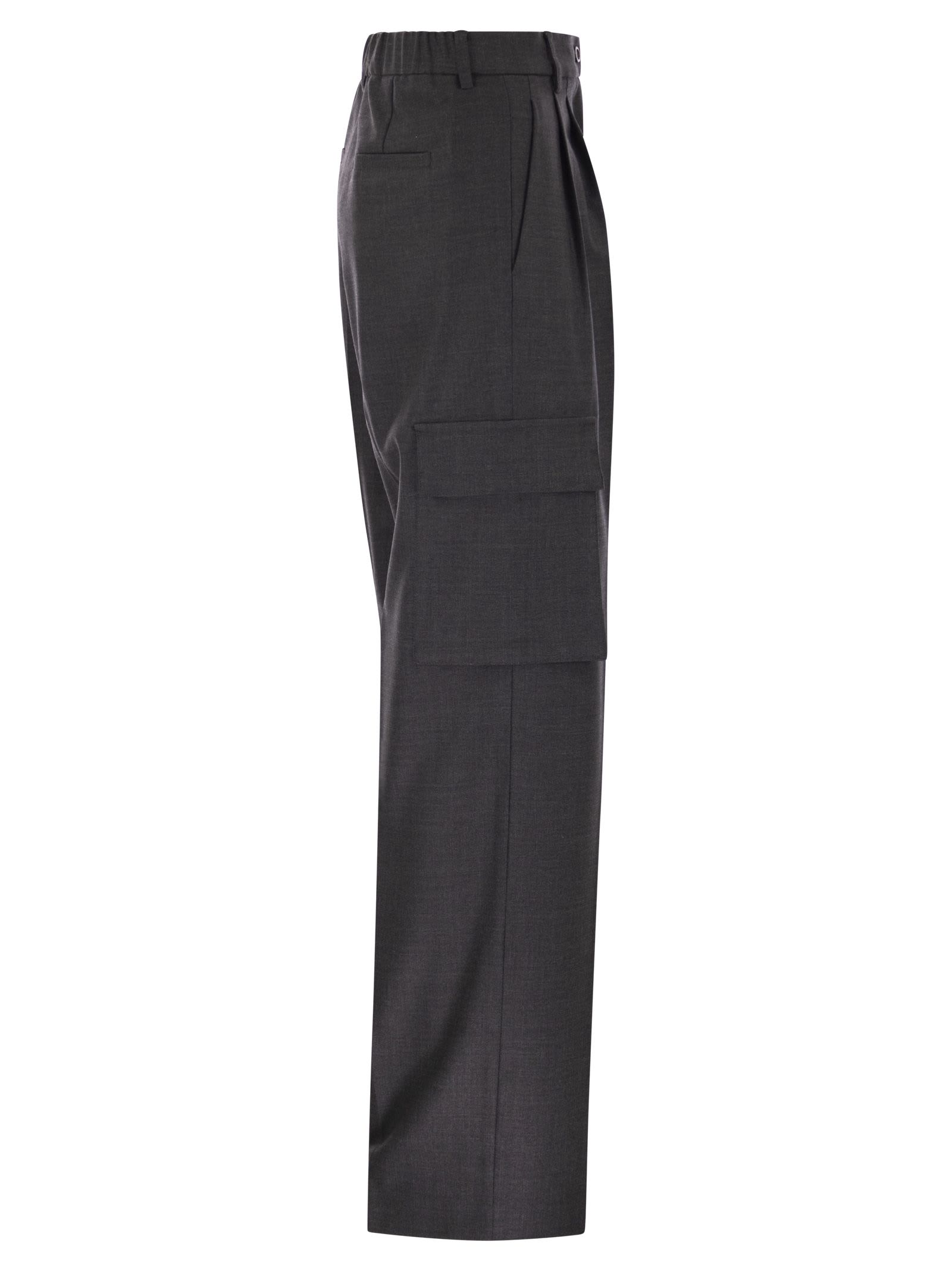 Herno Cargo Trousers In Wool And Viscose Blend In Gray