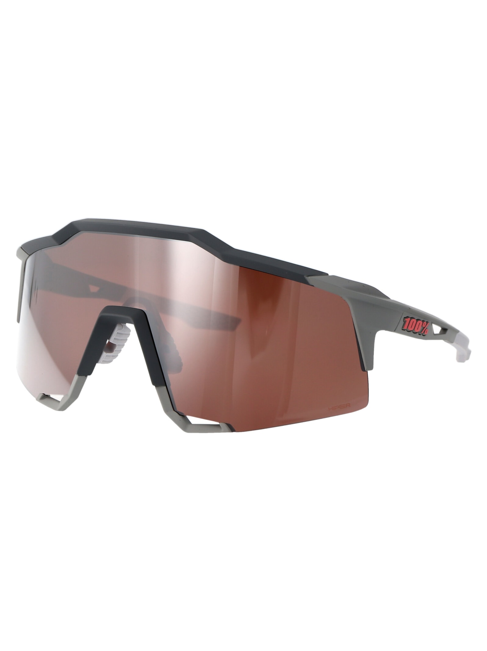 Shop 100% Speedcraft Sunglasses In Soft Tact Stone Grey - Hiper Crimson Silver Mirror Lens