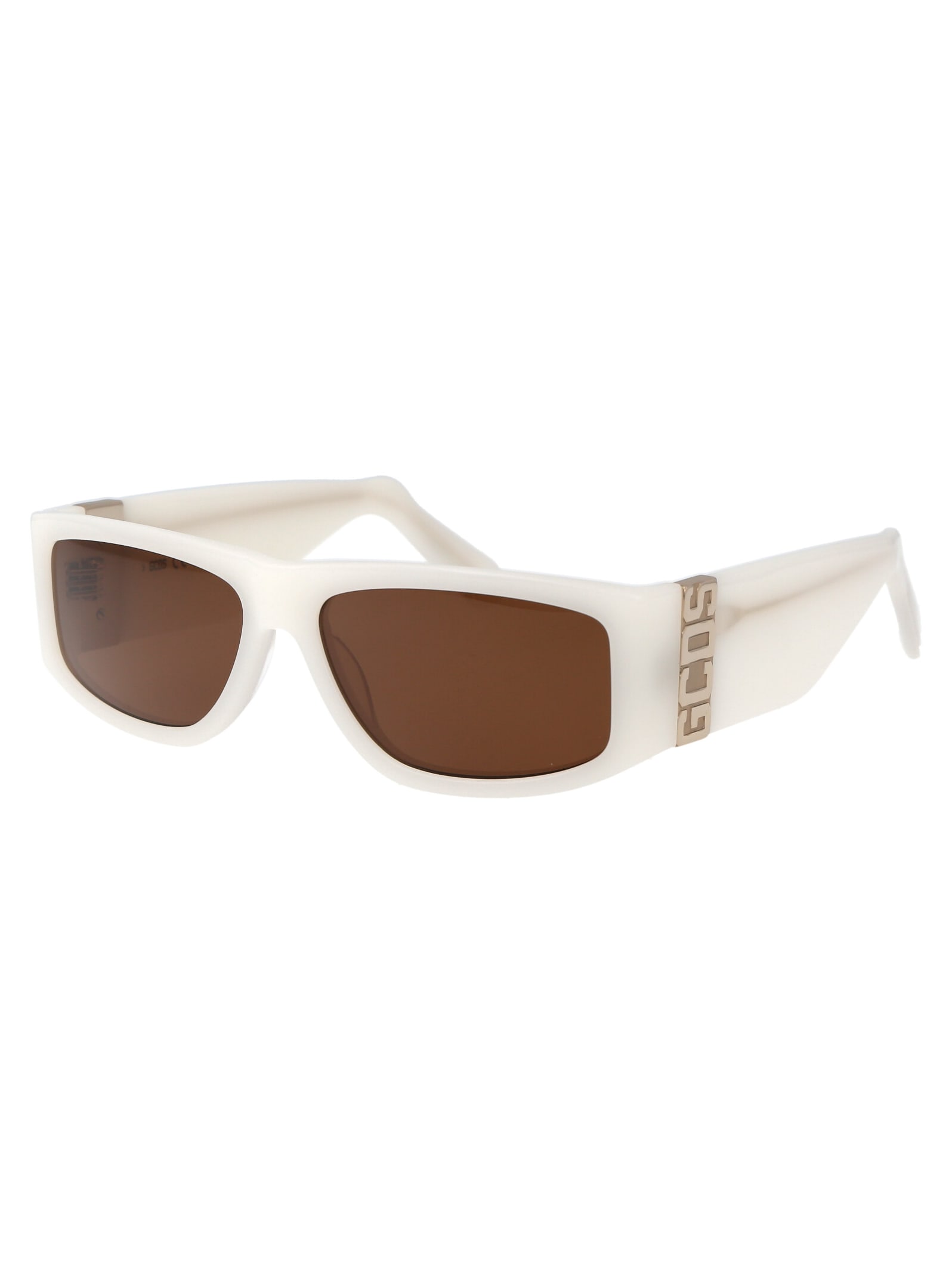 Shop Gcds Gd0037 Sunglasses In 21e Bianco/marrone