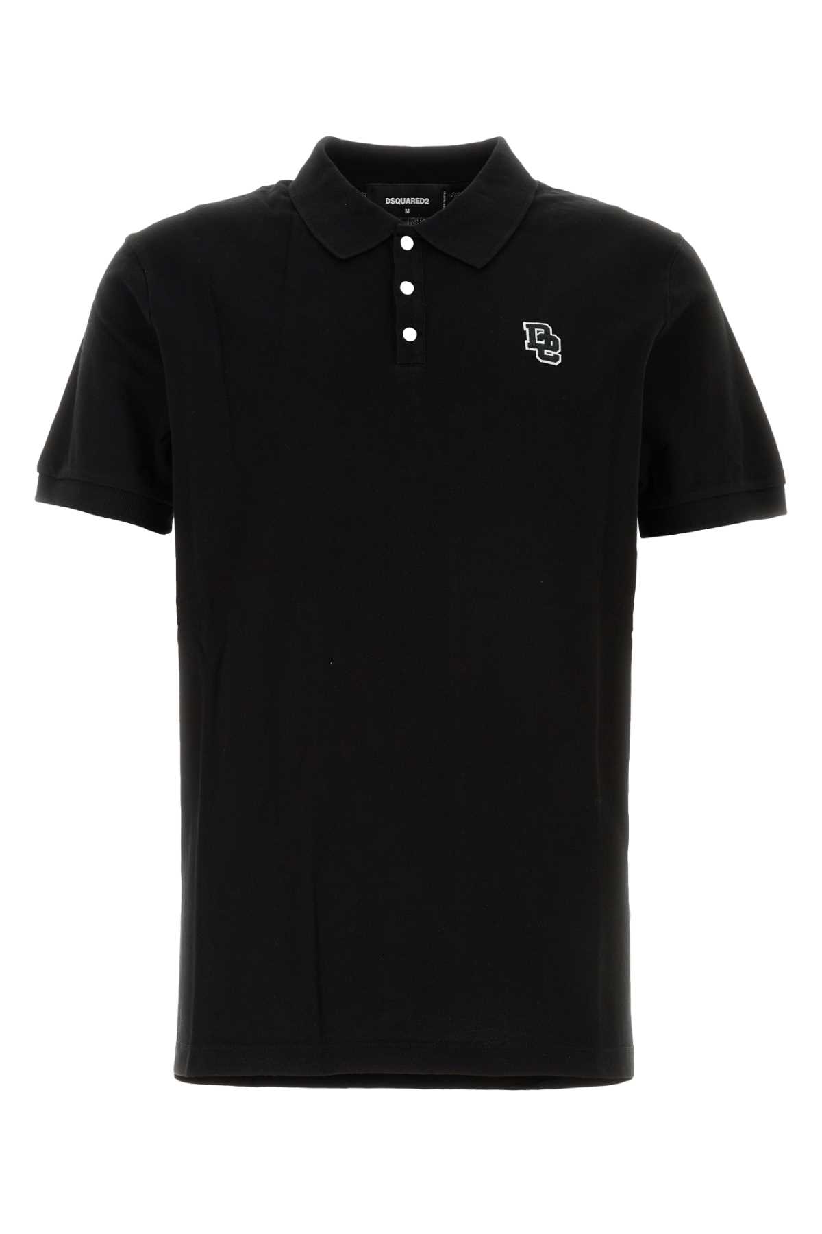 Shop Dsquared2 Black Piquet Polo Shirt