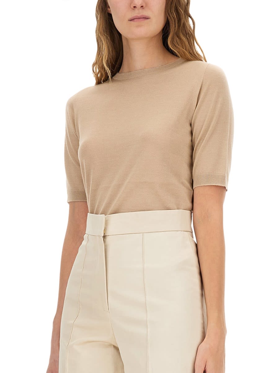 Fabiana Filippi Cashmere And Silk Knit T-shirt In Brown