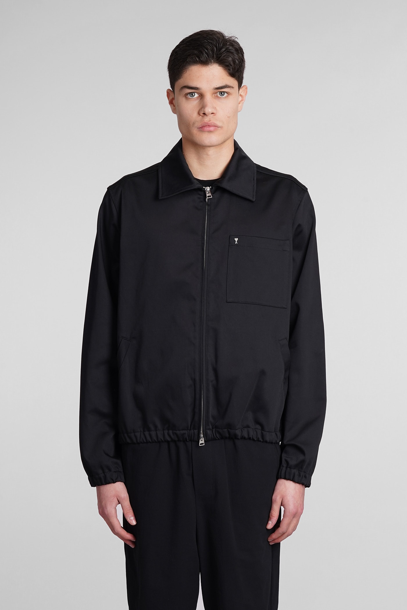 Shop Ami Alexandre Mattiussi Casual Jacket In Black Cotton