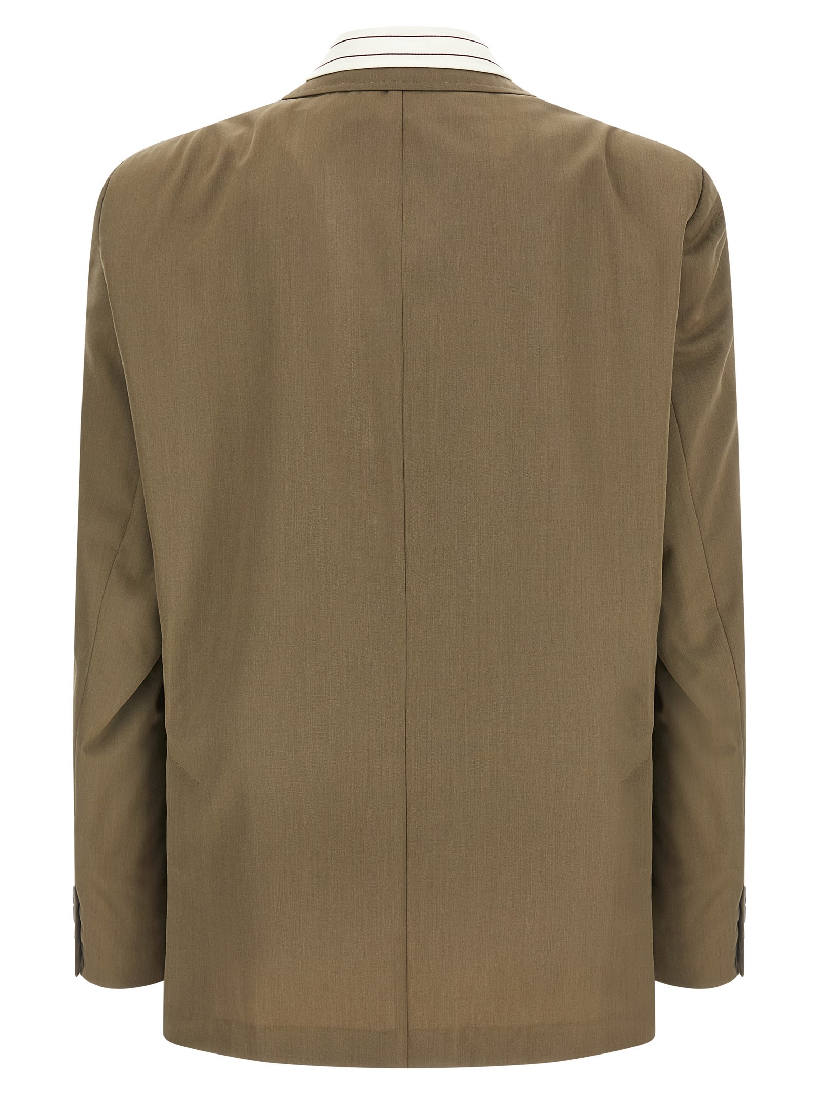 Miharayasuhiro Mix Layered Wool Gabardine Blazer Green In Brown