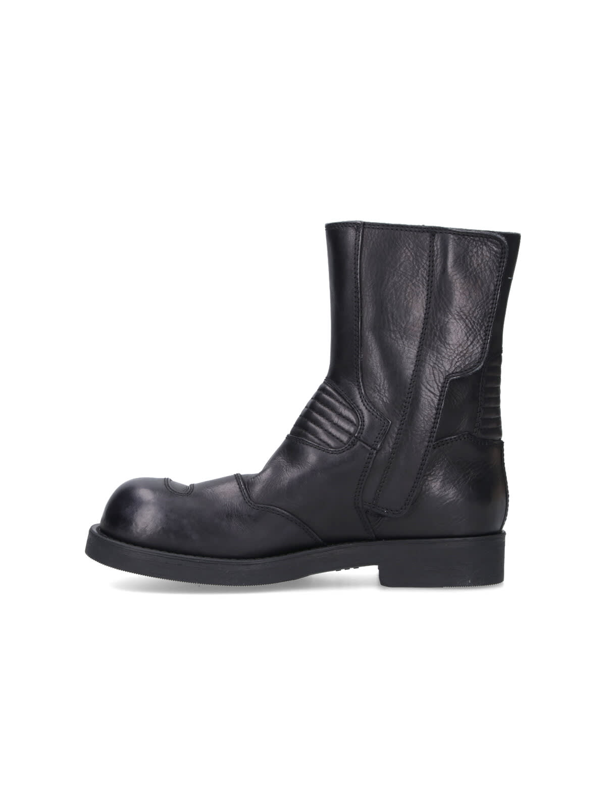 Mm6 Maison Margiela Block Heel Mid-calf Ribbed Ankle Boots In Black